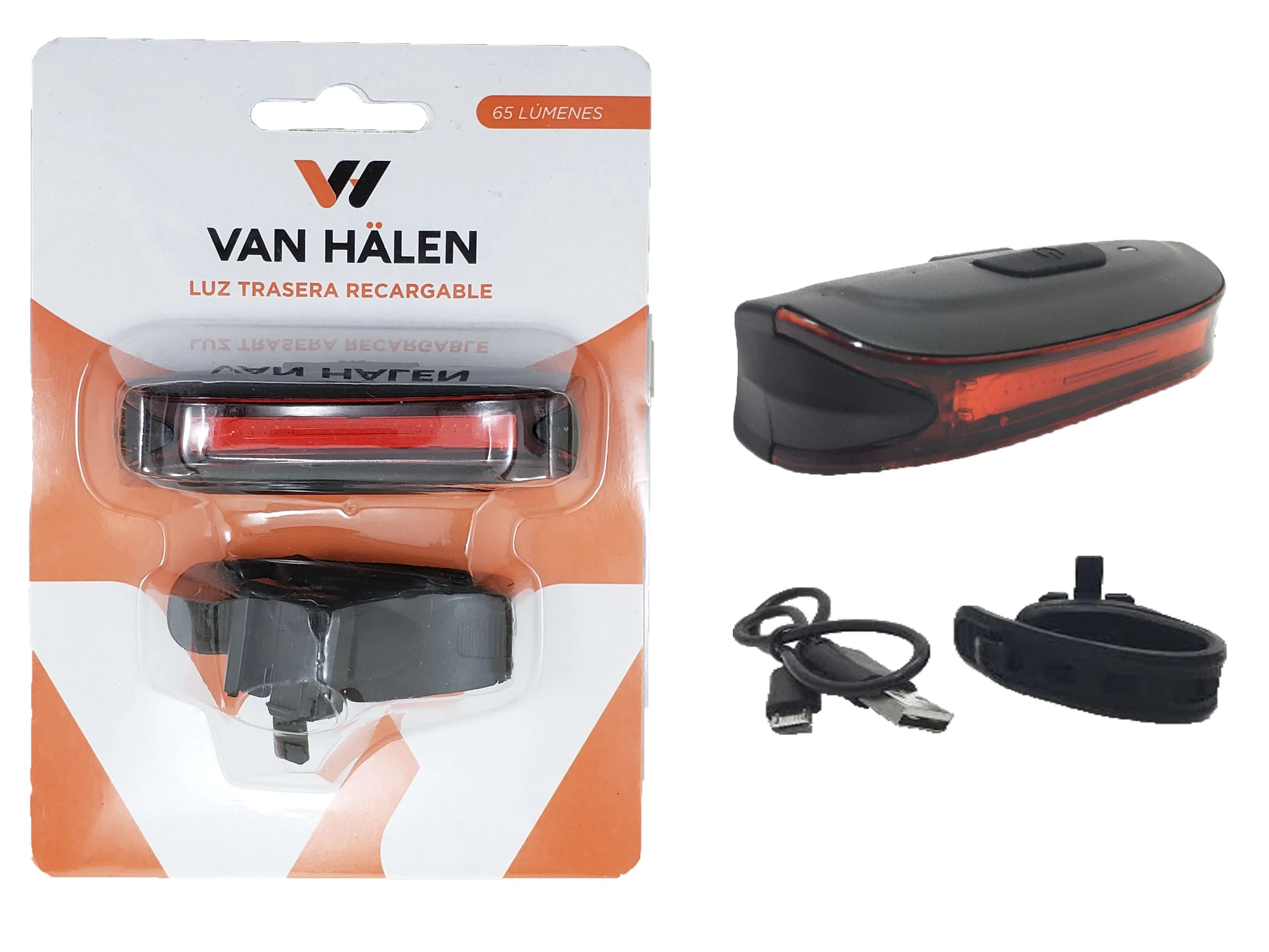 Luz trasera Van Halen recargable USB 65 lumens (Van 801)