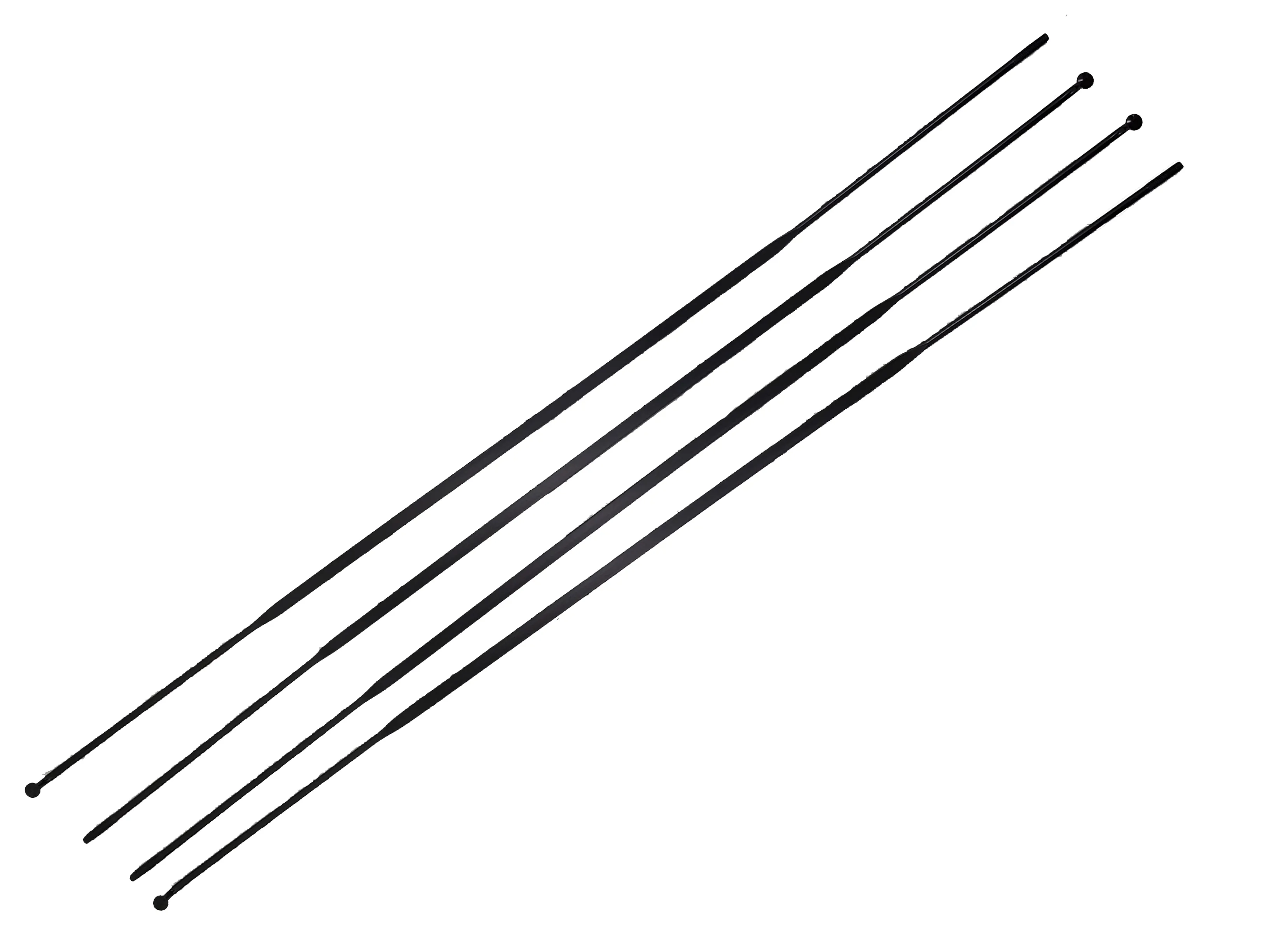 Rayos 2mm. con niple chatos negros x unidad